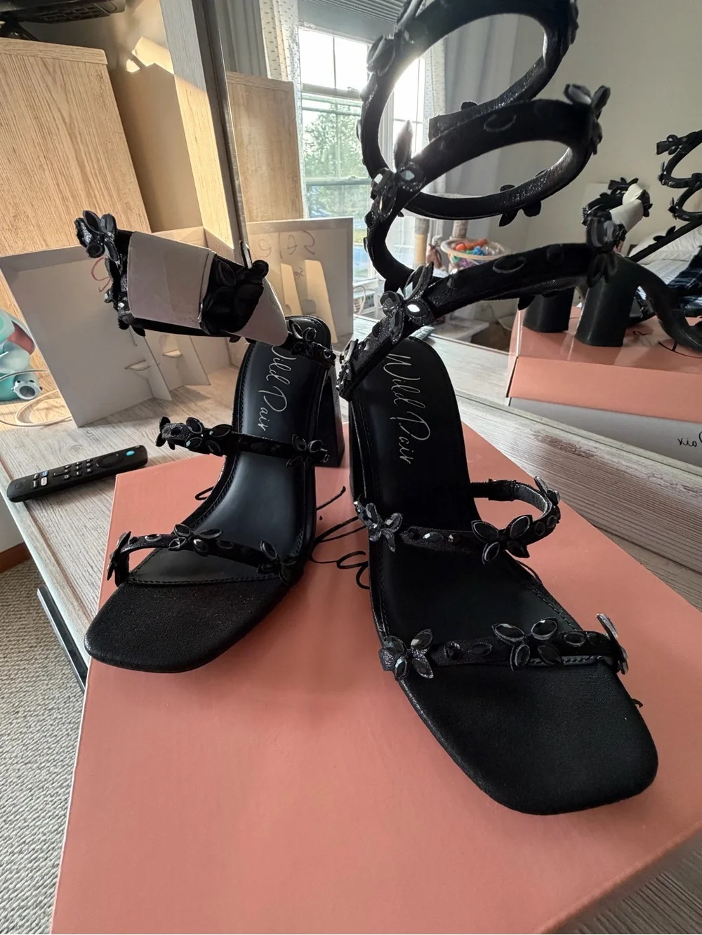 Block Heel Sandals / Black / 5.5